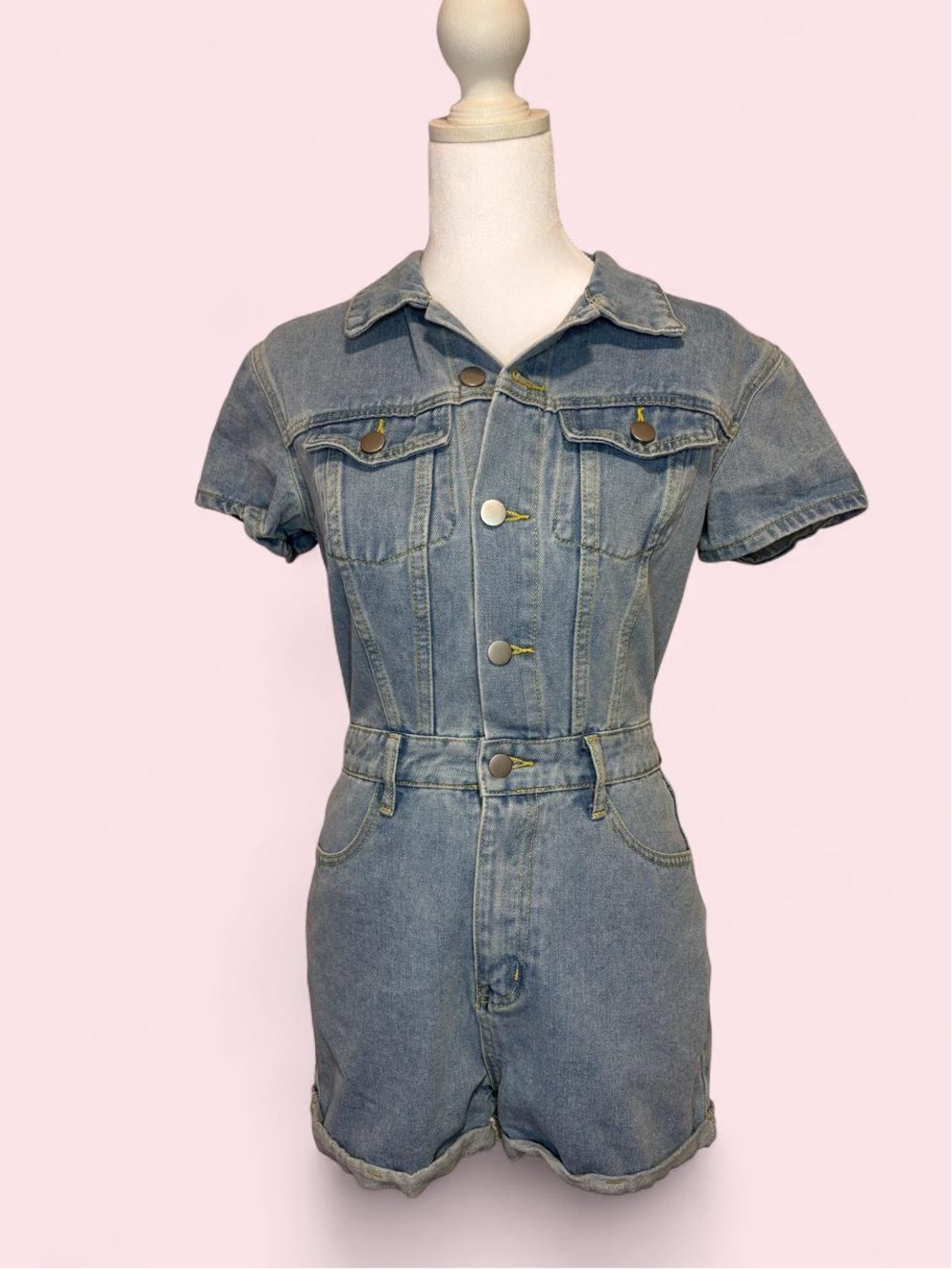 Denim Short Jumpsuit Romper - Light Blue Women Jeans